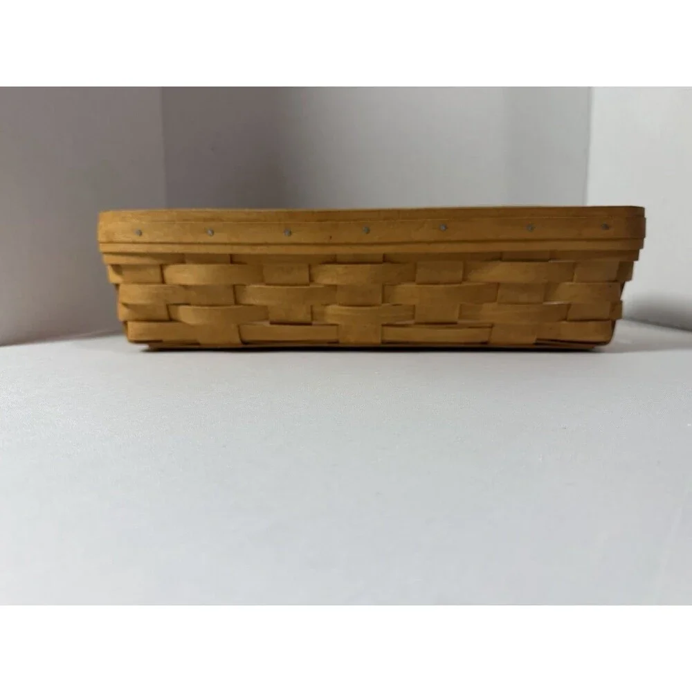 Longaberger Brown Wooden Basket 1995 Bread Basket 15x7x4 with Plastic Protector